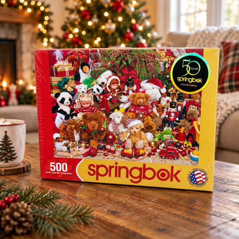 Springbok Christmas Jigsaw Puzzle 500 Pieces Teddy Bears Toys New Sealed USA